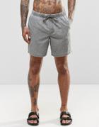 Asos Mid Length Swim Shorts In Khaki Acid Wash - Green