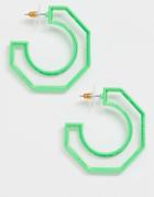 Asos Design Hoop Earrings With Neon Green Edge - Green