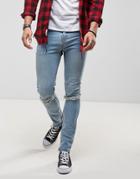 Roadies Of 66 Vintage Stone Wash Super Skinny Jeans With Knee Slits - Blue
