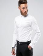 Asos Skinny Shirt In Sateen With Double Cuff - White