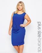 Junarose Ruched Front Sleeveless Jersey Dress - Blue