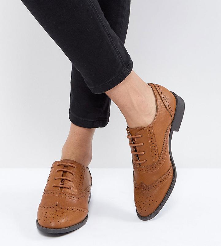 Asos Design Manic Flat Brogues-tan