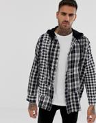 Diesel S-michi Oversized Shirt With Hood In Check - Black