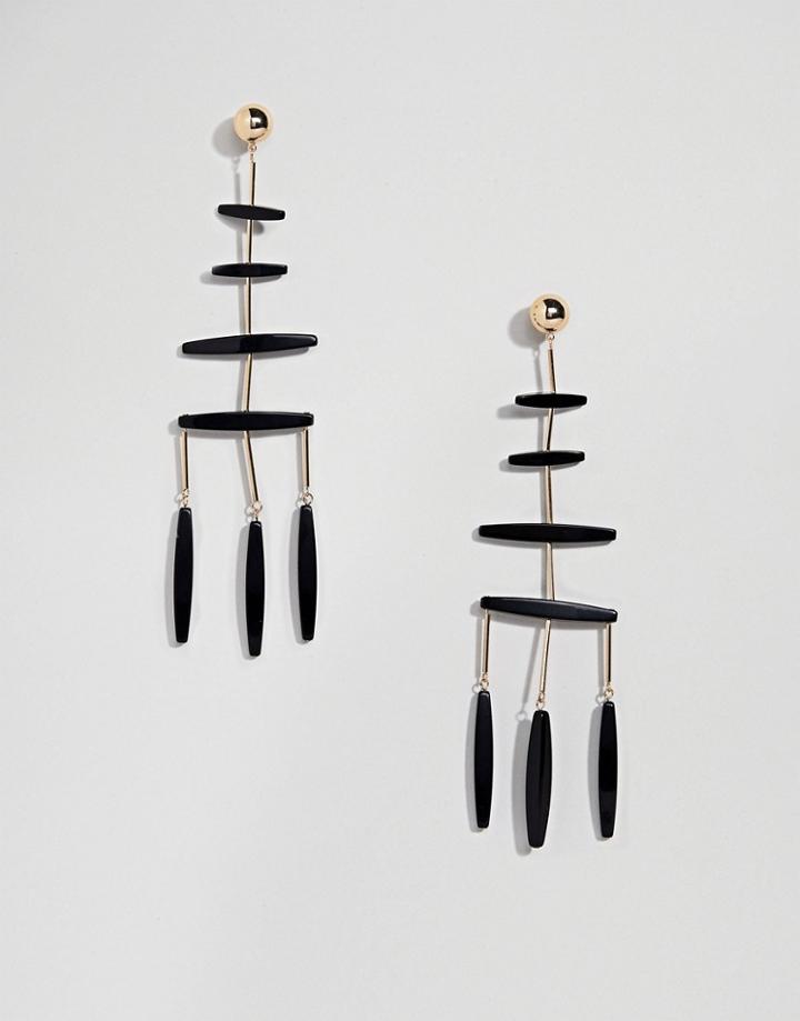 Asos Design Earrings In Abstract Design With Resin Shapes In Gold - Multi