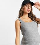 Topshop Maternity Brushed Ribbed Square Neck Tank Top In Gray-grey