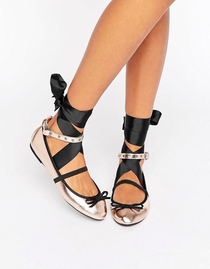 Asos Luminate Ballet Flats - Copper