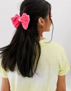 Asos Design Barrette Hair Clip In Bow Shape In Pink Velvet - Pink