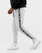 Hollister Side Taped Logo Slim Fit Cuffed Jogger In Gray Marl