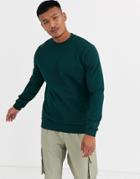 Asos Design Sweatshirt In Dark Green