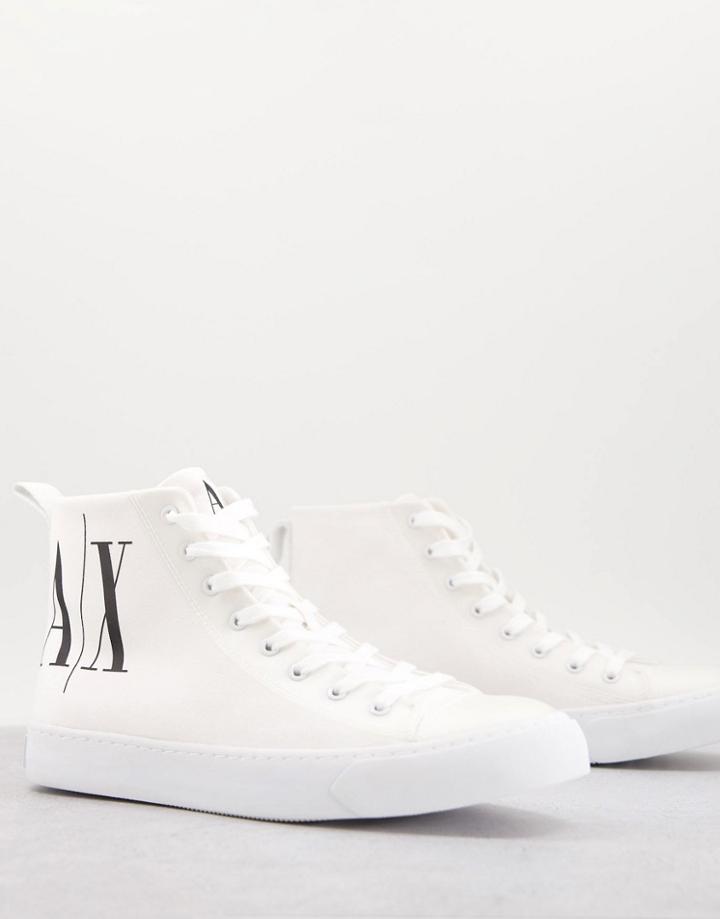 Armani Exchange Ax Logo Hi Top Sneakers In White