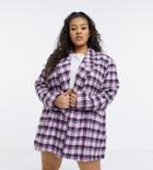 Heartbreak Plus Button Through Tailored Mini Skirt In Pink And Black Check