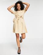 Jdy Belted Mini Shirt Dress In Beige-neutral