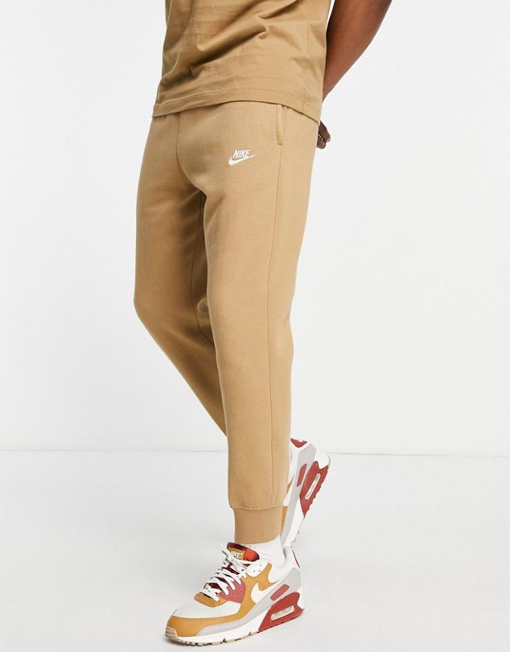 Nike Club Cuffed Sweatpants In Taupe-brown