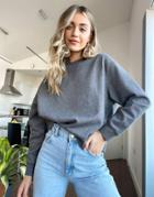 Mango Sweatshirt In Charcoal Gray-grey