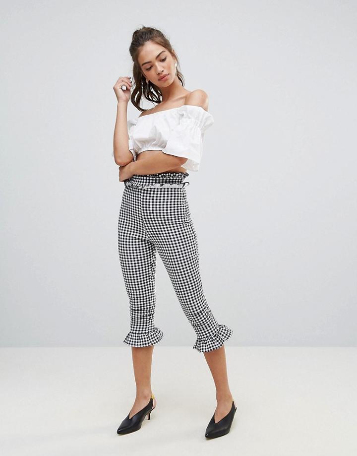 Lasula Frill Gingham Pants - Multi