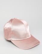 Asos Baseball Cap In Pink Satin - Pink