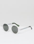 Komono Vivien Round Sunglasses With Double Brow Metal Series - Clear