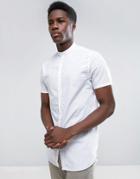 Bershka Regular Fit Shirt With Grandad Collar In White - White