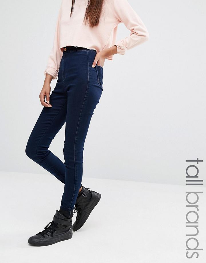 Missguided Tall Vice Super Stretch High Waisted Skinny Jeans Dark Indigo - Blue