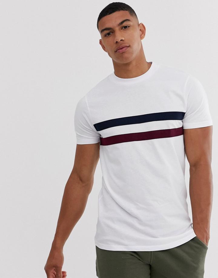 Asos Design T-shirt With Contrast Panels In White - White