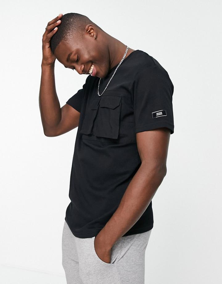 Jack & Jones Core Oversized T-shirt With Utility Pockets In Black