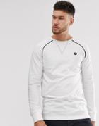 Jack & Jones Core Long Sleeve T-shirt With Raglan Tipping In White Pique - White