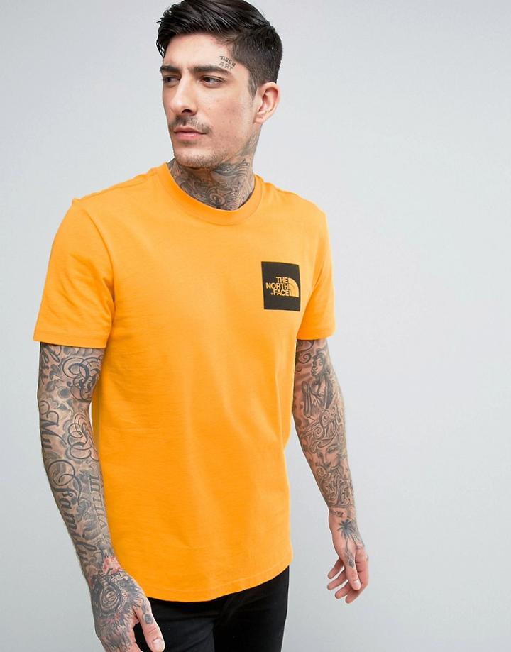 The North Face Fine T-shirt Square Logo In Orange - Orange