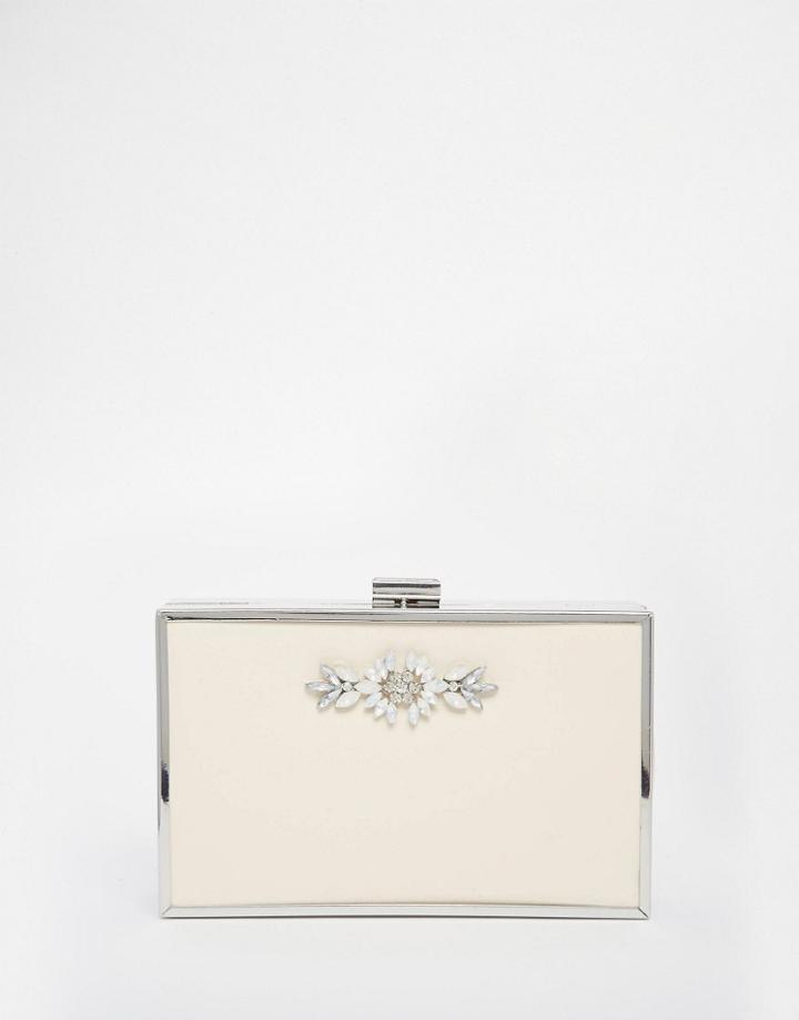 Johnny Loves Rosie Exclusive Rectangular Box Clutch With Jewels - Ivory