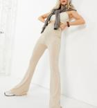 Missguided Petite Coordinating Kick Flare Pants In Beige-neutral