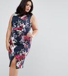 Coast Plus Penelope Floral Print Scuba Pencil Dress - Navy