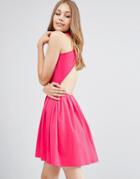 Asos Mini Skater Dress With Cross Back - Pink