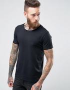 Scotch & Soda T-shirt Crew Neck In Stretch Slim Fit In Black - Black