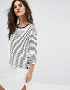 Suncoo Light Knit Stripe Top - White