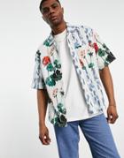 Topman Revere Floral Stripe Shirt In White