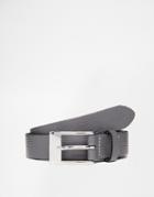 Asos Smart Skinny Leather Belt In Gray Saffiano - Gray