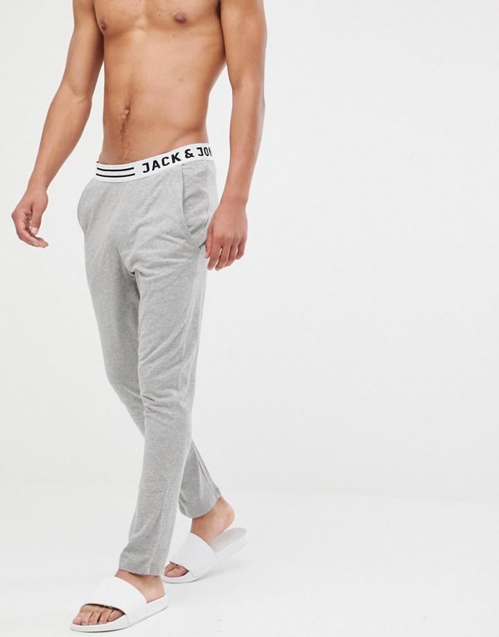 Jack & Jones Jersey Lounge Pant With Trunk Waistband - Gray