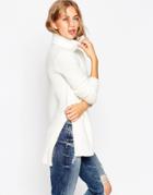 Asos Sweater In Brushed Yarn With High Neck And Side Splits - Cream