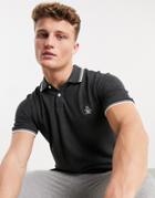 Original Penguin Polo In Dark Charcoal Yarn Dye Tipping Collar-grey