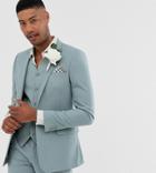 Asos Design Tall Wedding Skinny Suit Jacket In Pastel Blue - Blue