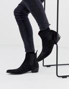 Jeffery West Adamant Chelsea Boot In Black Croc Suede