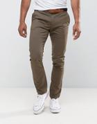 Selected Homme Slim Fit Chinos With Belt - Stone