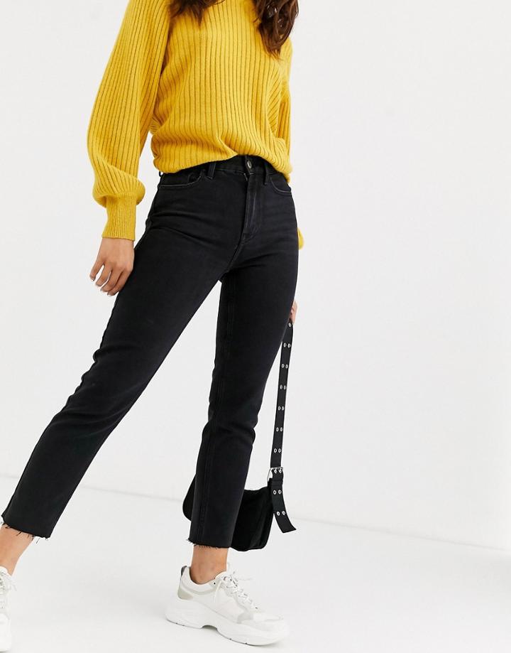 Only Raw Edge Regular Straight Leg Jean - Black