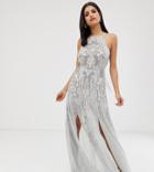 Asos Design Tall Maxi Dress With Pinny Bodice And Embellished Artwork-multi