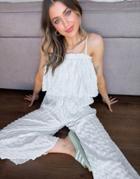Asos Design Double Layer Textured Culotte Jumpsuit In White