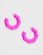 Asos Design Hoop Earrings In Faceted Resin In Hot Pink - Pink