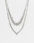 True Decadence Crystal Multirow Necklace In Silver