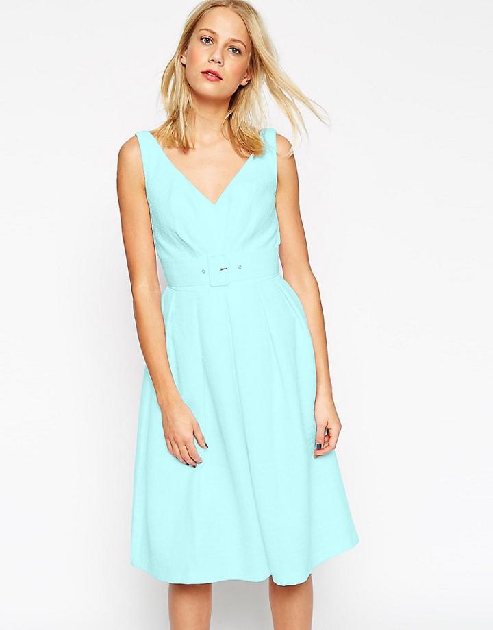 Asos 50's Belted Prom Dress - White