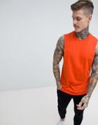 Asos Design Relaxed Sleeveless T-shirt With Dropped Armhole In Red - Red