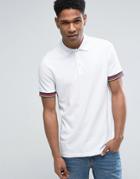 Abercrombie & Fitch Pique Polo Tipped Cuff Burnout In White - White
