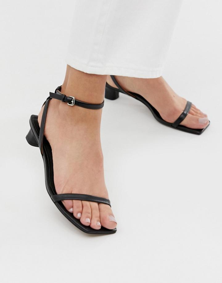 & Other Stories Square Toe Kitten Heels Sandals In Black